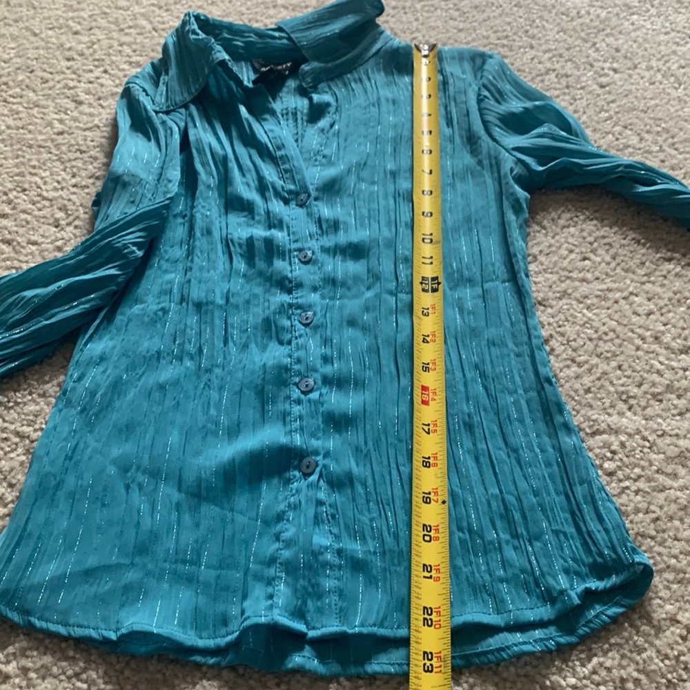Teal shirt with silver stripes size M - Picture 10 of 17